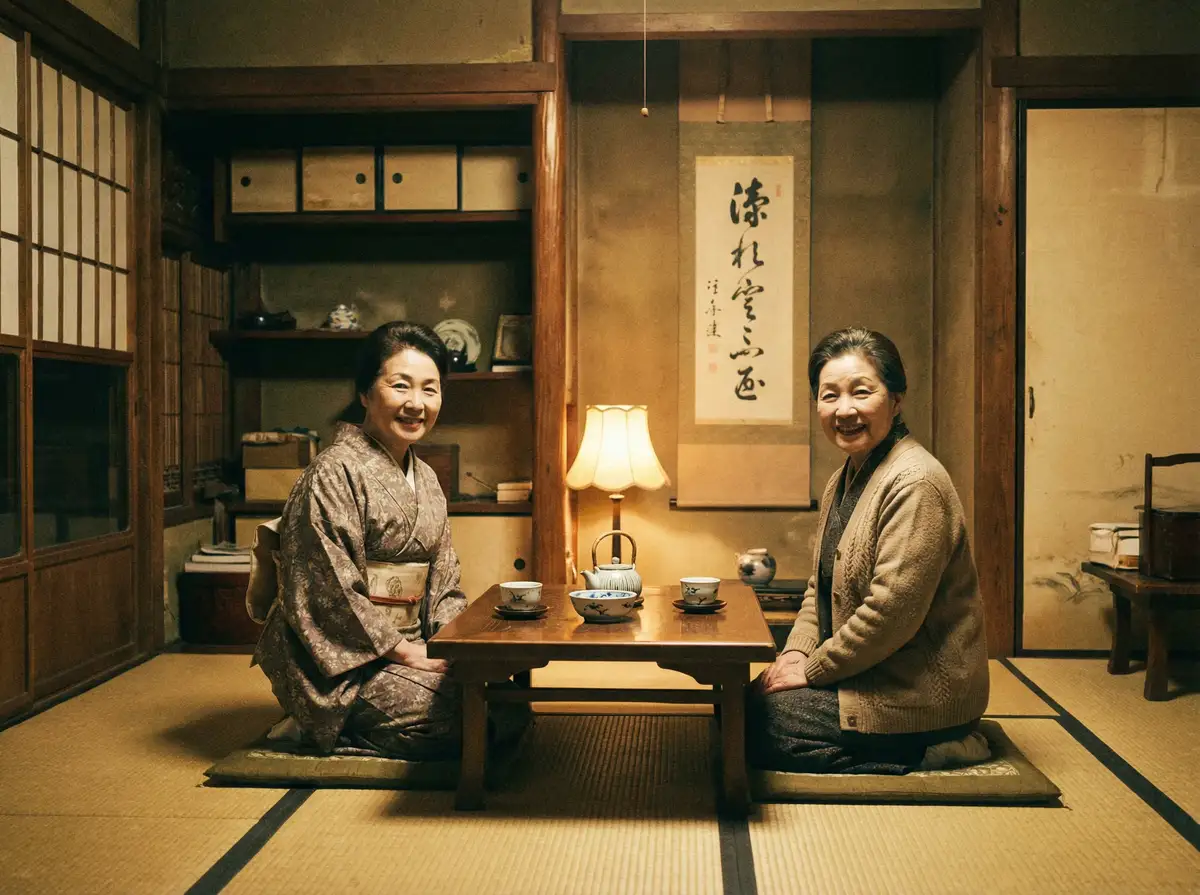 两位优雅的 里番-里番动漫视频最新资源与精选动漫|里番 在日式茶室中品茶交谈
